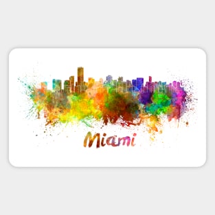 Miami skyline in watercolor Magnet